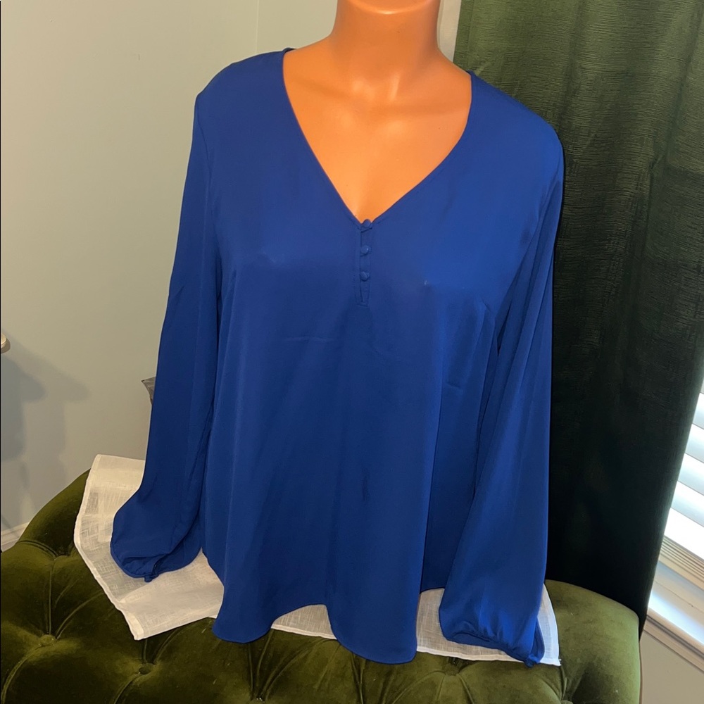 White House Black Market Royal Blue Blouse-EUC - Picture 3 of 8